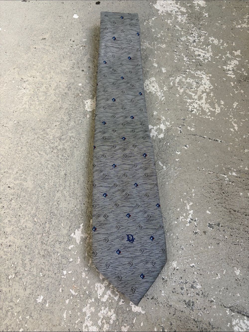 Christian Dior metallic silver tie